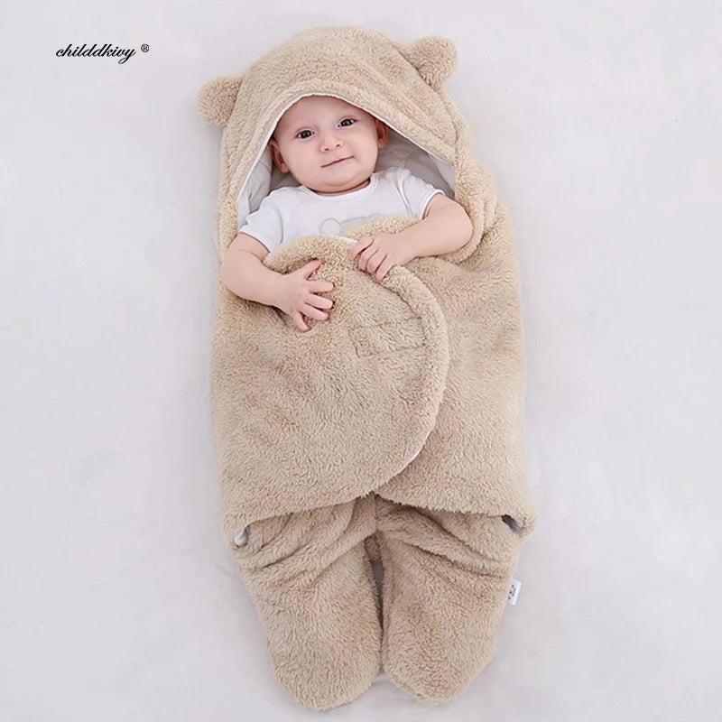 Couverture cocon bébé sac de couchage flanelle 0 à 9 mois
