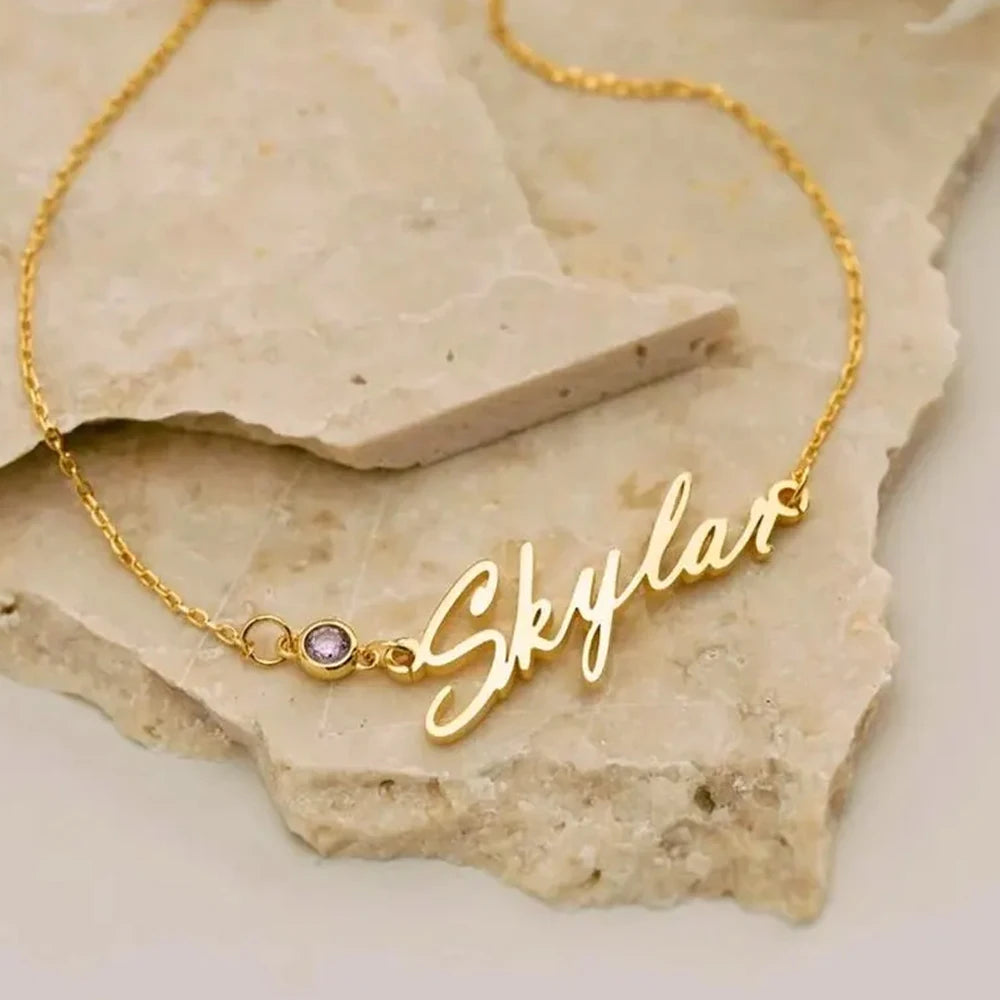 Bracelet acier inoxydable avec nom gravé pour fille